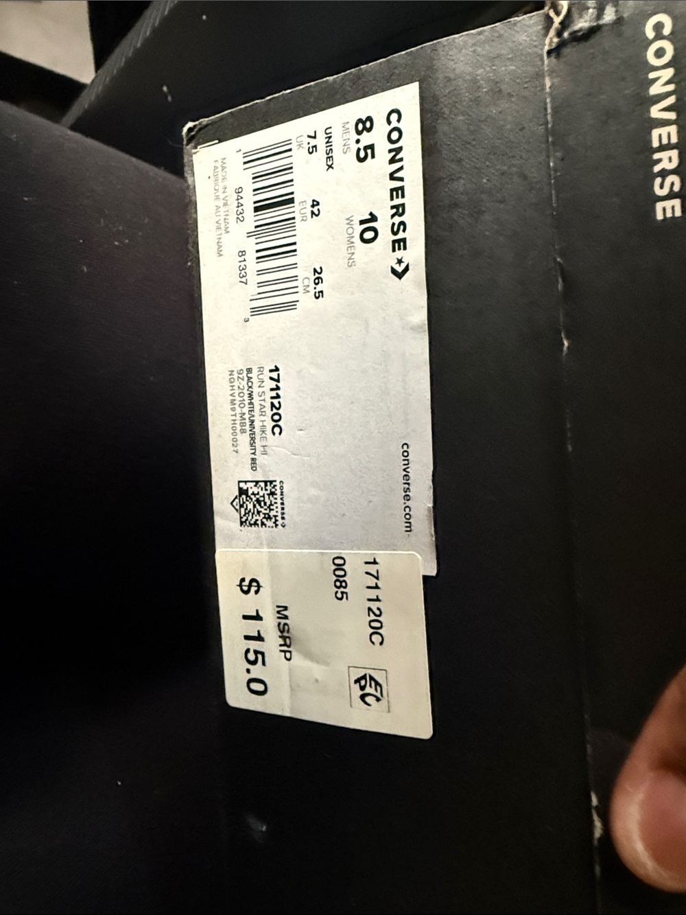 Converse Black Shoe Box with White Labels
